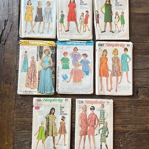 Lot of 8 Vtg Simplicity Sewing Patterns | 60s 70s Women’s Dresses & Tops | Uncut